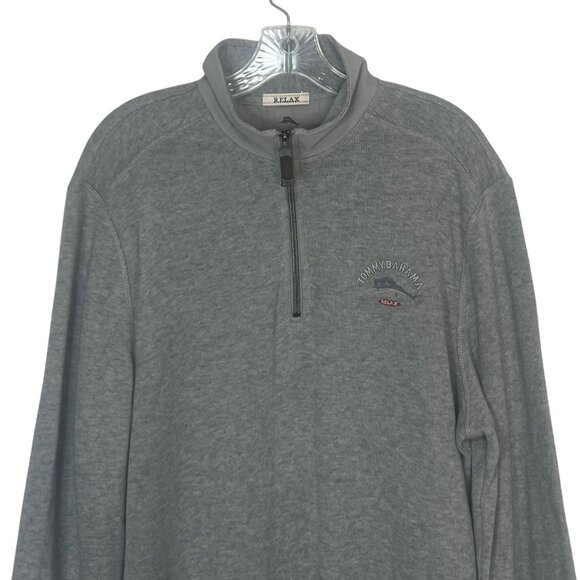 Tommy Bahama Relax 1/4 Zip Shirt Mens Large Gray Pullover - Picture 3 of 9